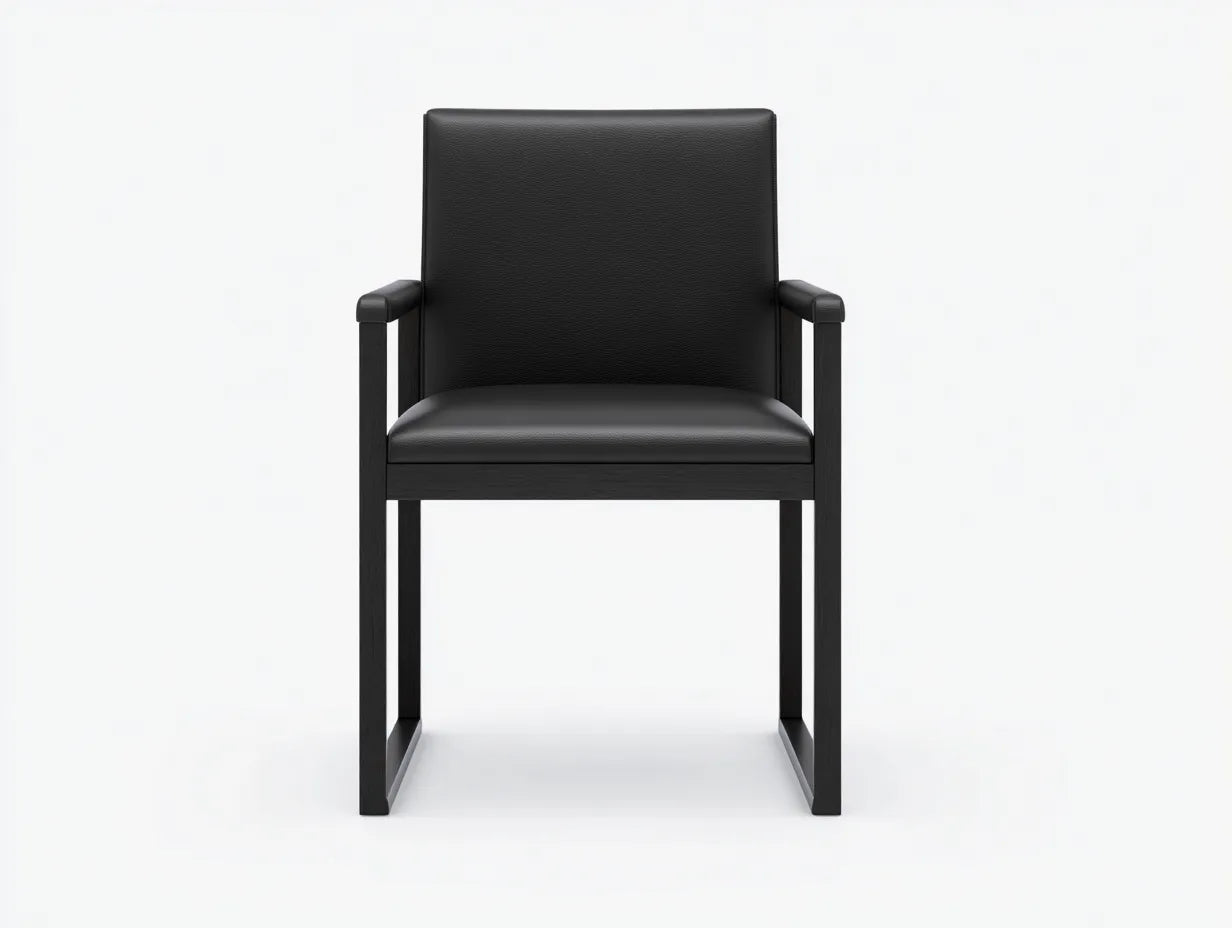 Essstuhl aus schwarzem Holz und Lederoptik 59x58x85 cm - Schwarz - Blockrahmen mit gepolsterter Lehne f¨¹r Esszimmer