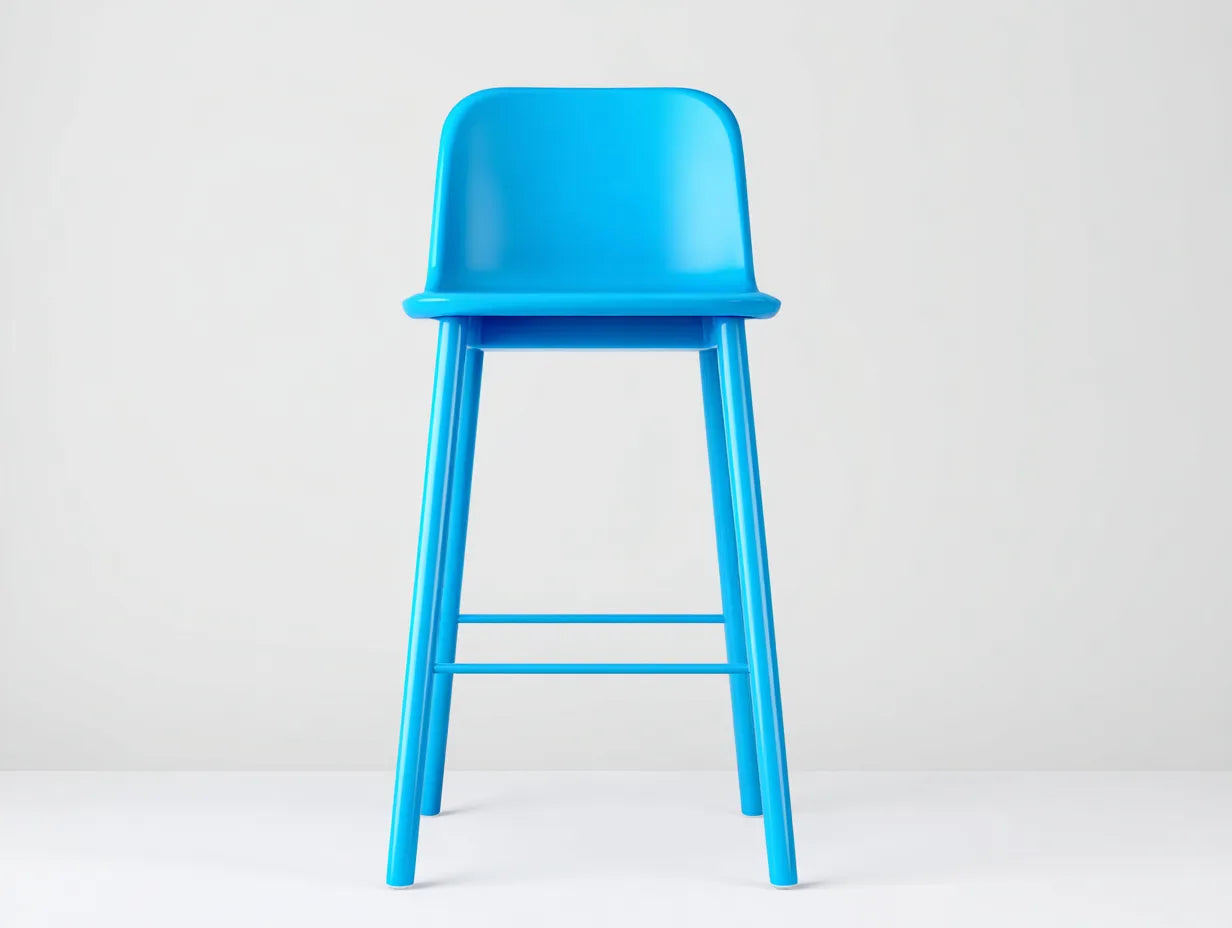 Barhocker gepolstert 48x52x101 cm - Blau - niedrige Lehne und Fu?ablage f¨¹r Au?enbereich