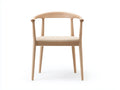 Essstuhl mit Armlehnen aus Eichenholz 57x55x79 cm - Eiche Hell und Beige - gepolsterter Sitz f¨¹r Esszimmer