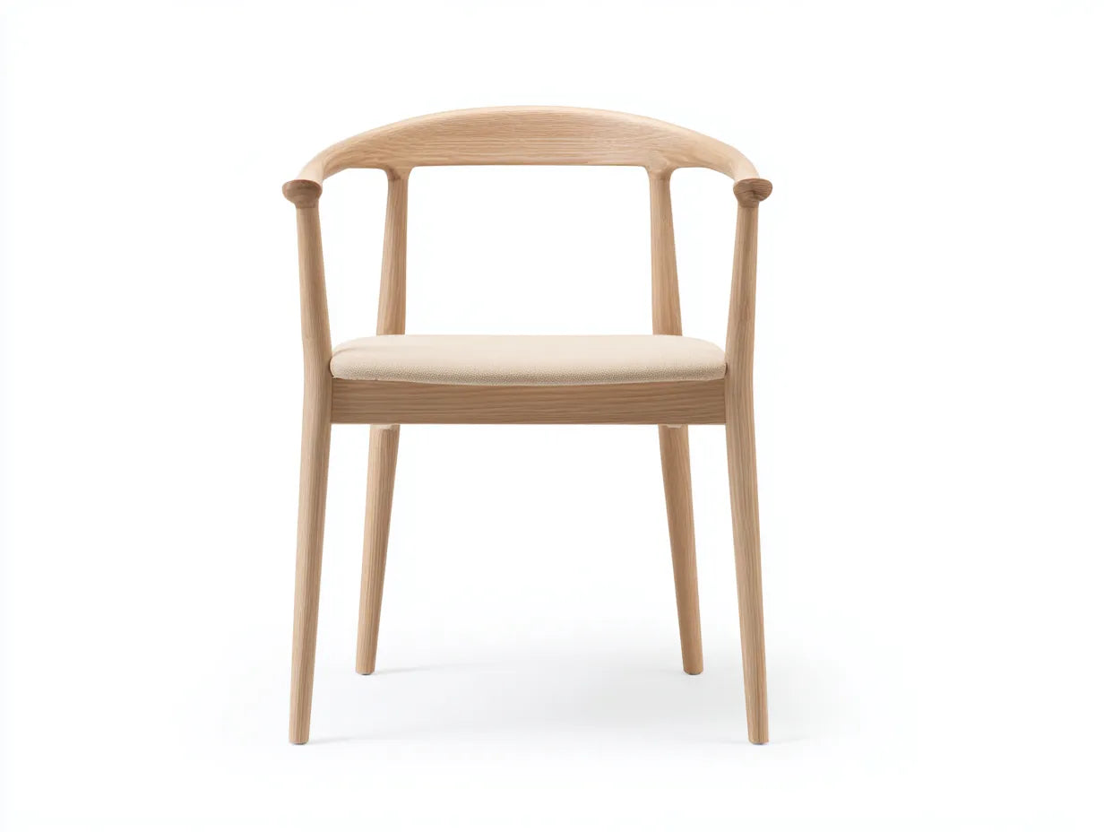 Essstuhl mit Armlehnen aus Eichenholz 57x55x79 cm - Eiche Hell und Beige - gepolsterter Sitz f¨¹r Esszimmer