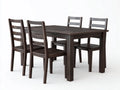 Tisch- und Stuhl-Set 150 x 80 x 75 cm - Holz in Dunkelbraun - rechteckiger Esstisch mit 4 Leiterlehnenst¨¹hlen im klassischen Stil