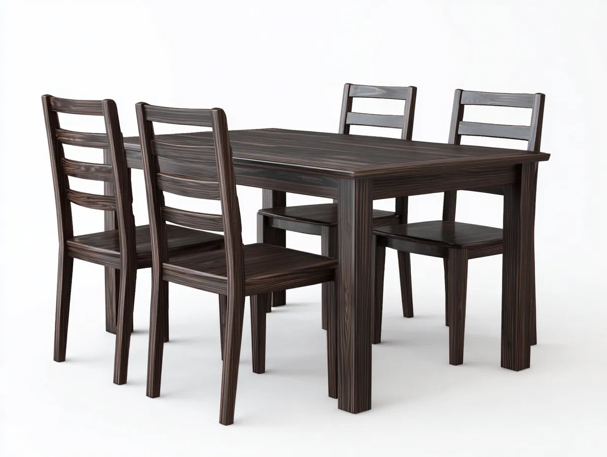 Tisch- und Stuhl-Set 150 x 80 x 75 cm - Holz in Dunkelbraun - rechteckiger Esstisch mit 4 Leiterlehnenst¨¹hlen im klassischen Stil