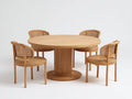 Tisch- und Stuhl-Set 115 x 115 x 76 cm - Holz in Honigbraun mit Rattangeflecht - runder S?ulentisch mit 4 Armlehnst¨¹hlen