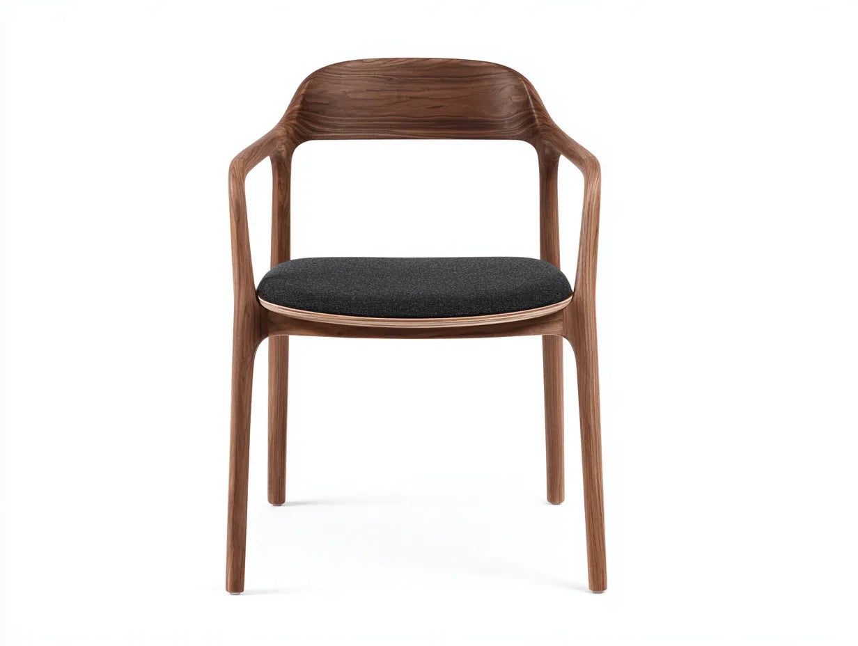 Essstuhl mit Armlehnen 58x56x80 cm - Walnussbraun und Anthrazit - geformte Holzlehne f¨¹r das Esszimmer