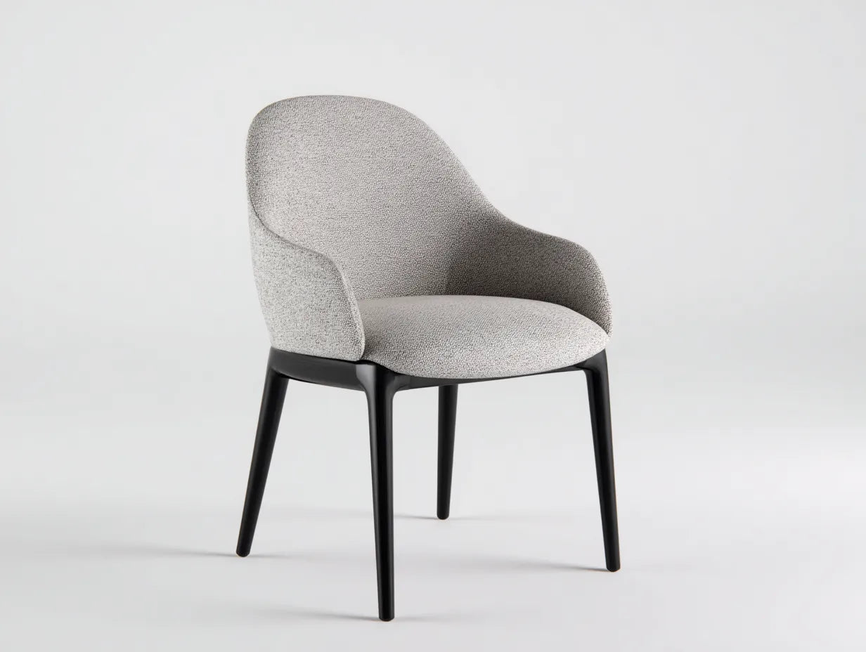 Essstuhl mit Stoffpolster 61x58x82 cm - Hellgrau und Schwarz - umschlie?ende Armlehne f¨¹r Esszimmer