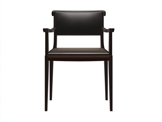 Essstuhl aus Holz und Lederoptik 57x56x83 cm - Dunkelbraun - Armlehnen und offener R¨¹cken f¨¹r Esszimmer