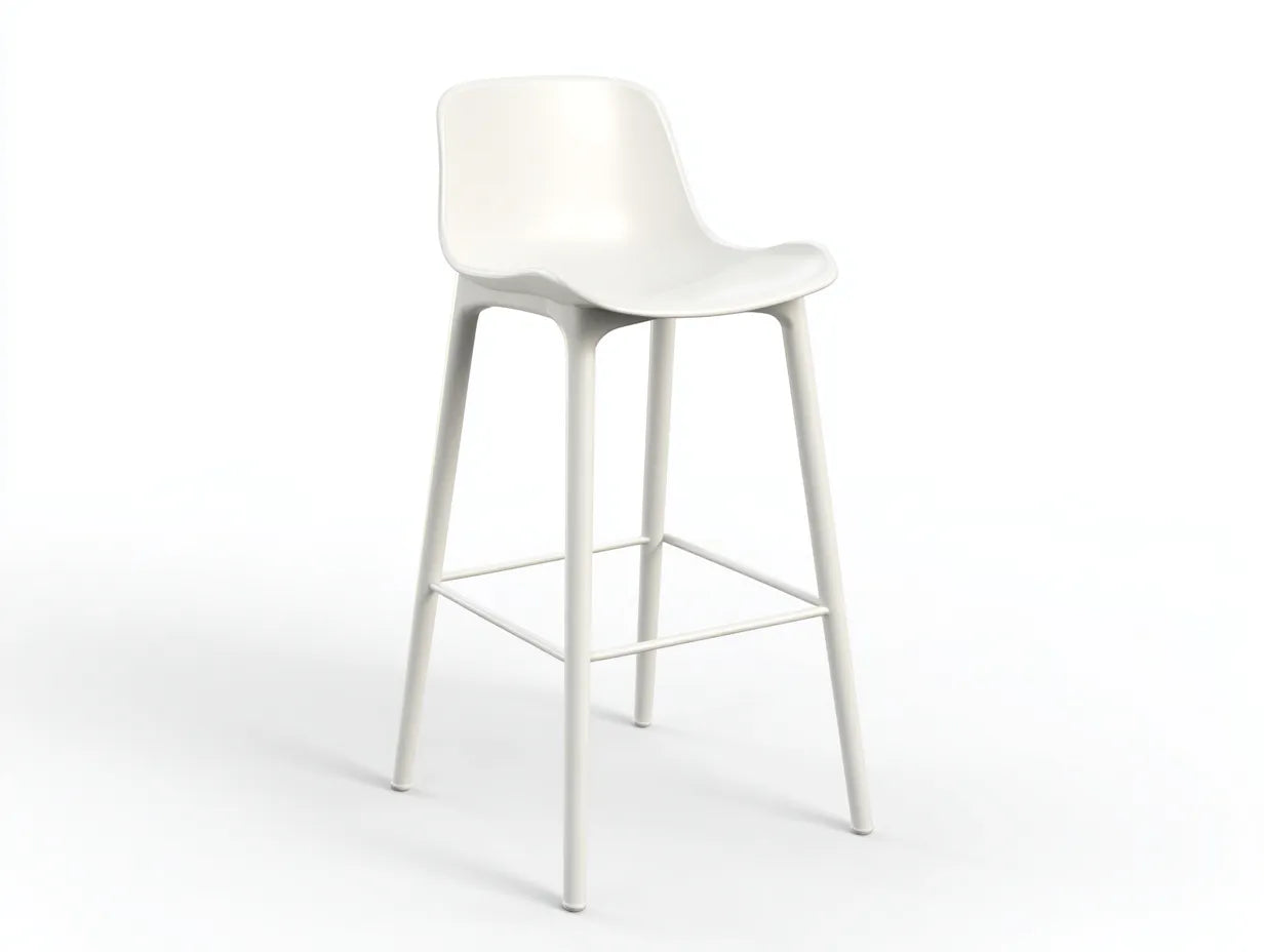 Barhocker aus Kunststoff 46x48x104 cm - Wei? - geschwungene Sitzschale und Fu?strebe f¨¹r Au?enbereich