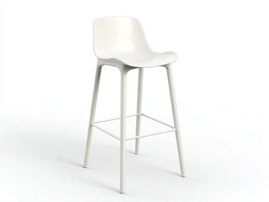 Barhocker aus Kunststoff 46x48x104 cm - Wei? - geschwungene Sitzschale und Fu?strebe f¨¹r Au?enbereich