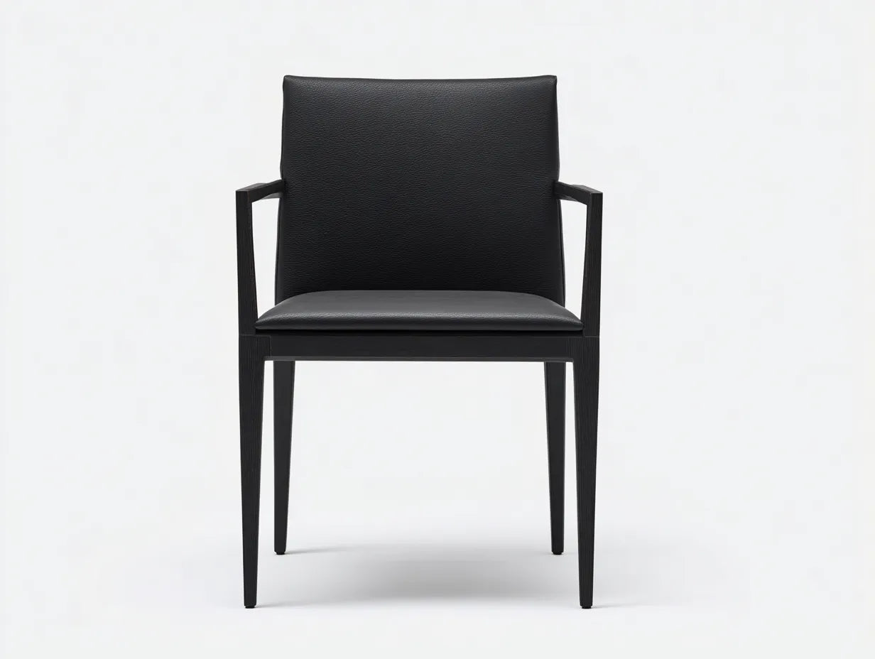 Essstuhl mit schwarzem Bezug 58x57x84 cm - Schwarz - gerader Holzrahmen mit Armlehnen f¨¹r Esszimmer