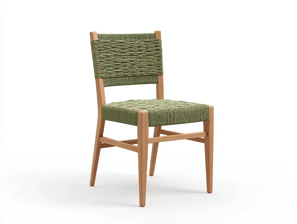Essstuhl mit Geflechtsitz 50x53x86 cm - Gr¨¹n und Eiche natur - handwerkliche Optik f¨¹r das Esszimmer