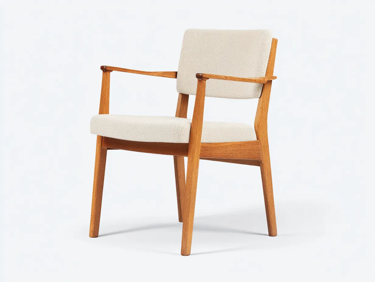 Essstuhl mit Holzarmlehnen 60x57x84 cm - Honigbraun und Creme - weich gepolstert f¨¹r das Esszimmer