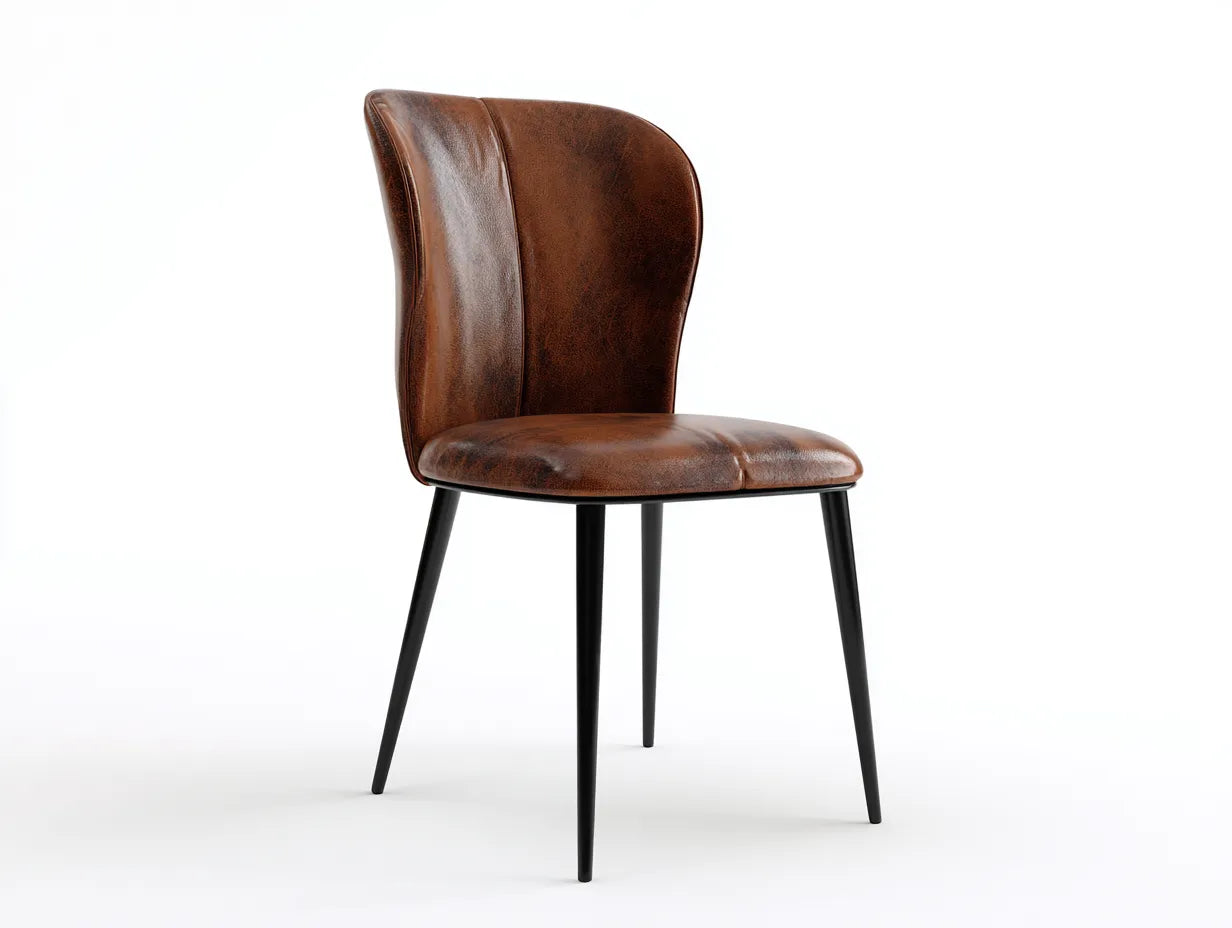 Essstuhl mit Lederoptik 51x56x86 cm - Braun und Schwarz - geschwungene R¨¹ckenlehne f¨¹r Esszimmer