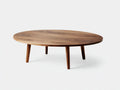 Ovaler Couchtisch 120 x 70 x 34 cm - Holzwerkstoff in Walnussbraun - niedrige Tischplatte mit Vier Rundbeinen