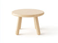 Runder Couchtisch 80 x 80 x 36 cm - lackierter Holzwerkstoff in Sandbeige - drei geneigte Rundbeine im modernen Stil