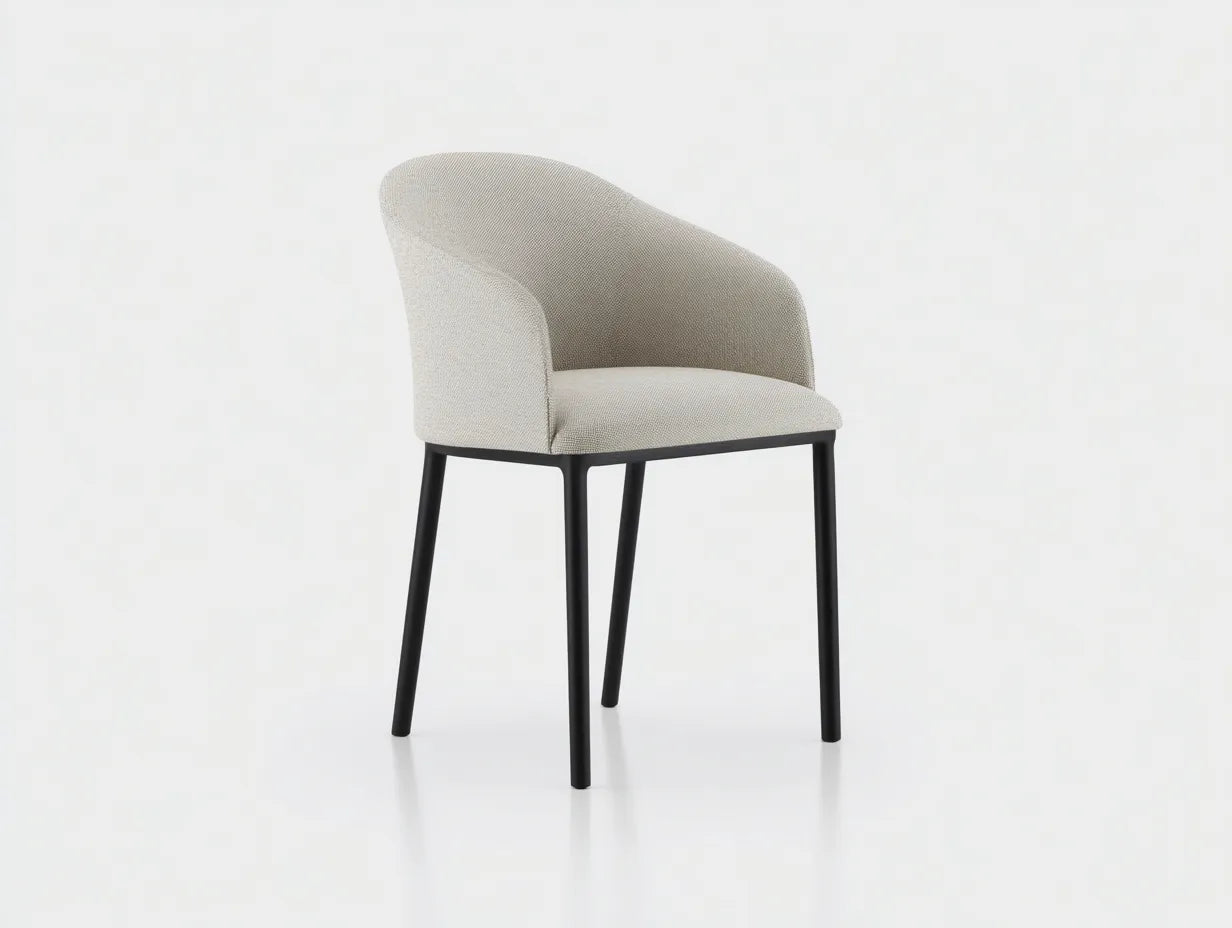 Essstuhl mit Stoffschale 57x56x82 cm - Hellbeige und Schwarz - umlaufende R¨¹ckenlehne f¨¹r das Esszimmer