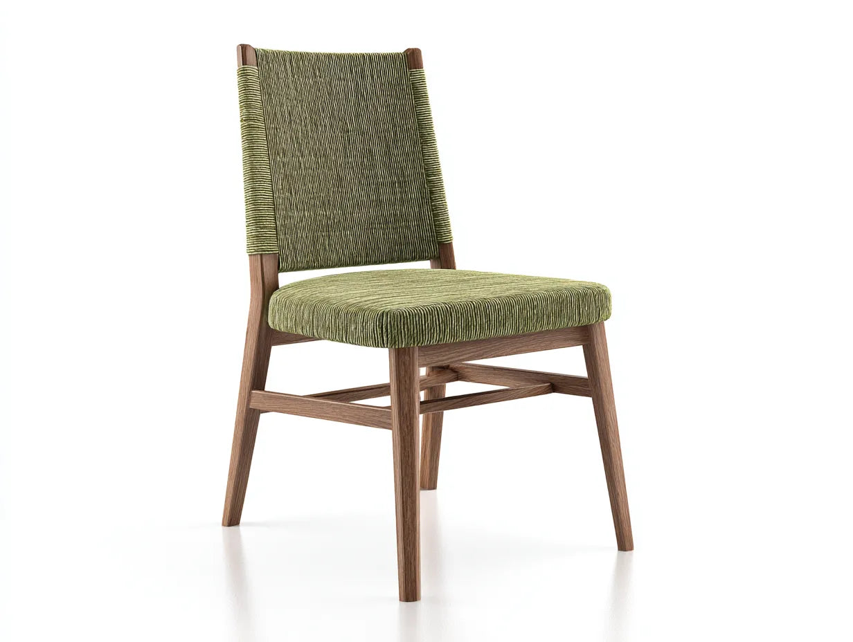 Essstuhl mit gepolstertem Geflecht 51x54x91 cm - Olivgr¨¹n und Nussbraun - hohe R¨¹ckenlehne f¨¹r das Esszimmer