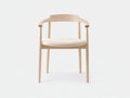 Essstuhl aus hellem Holz 56x54x78 cm - Natur und Creme - runde Armlehnen mit Stoffpolster f¨¹r Esszimmer