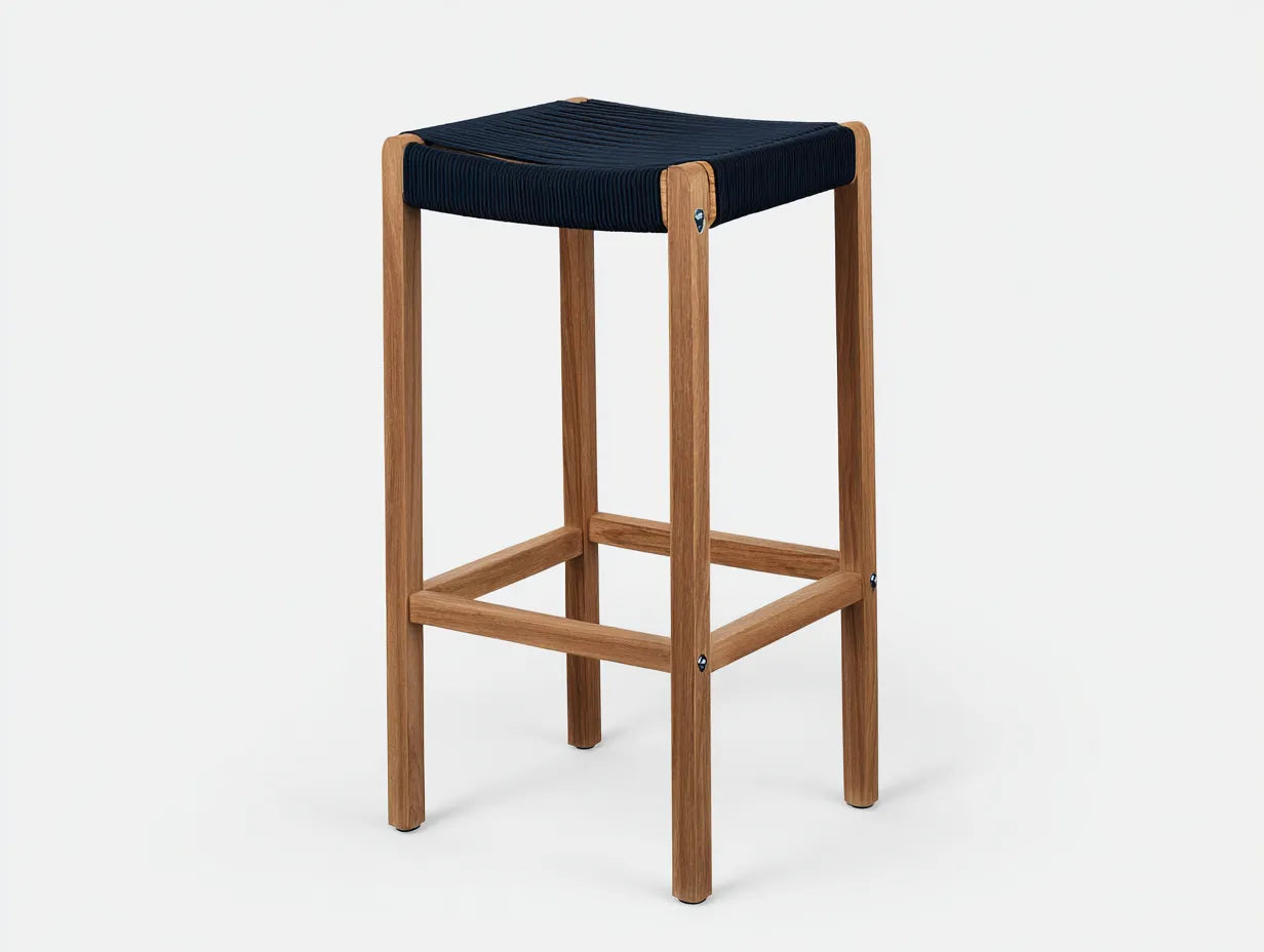 Barhocker aus Kunststoff 45x48x105 cm - Hellblau - R¨¹ckenlehne und Fu?strebe f¨¹r Au?enbereich