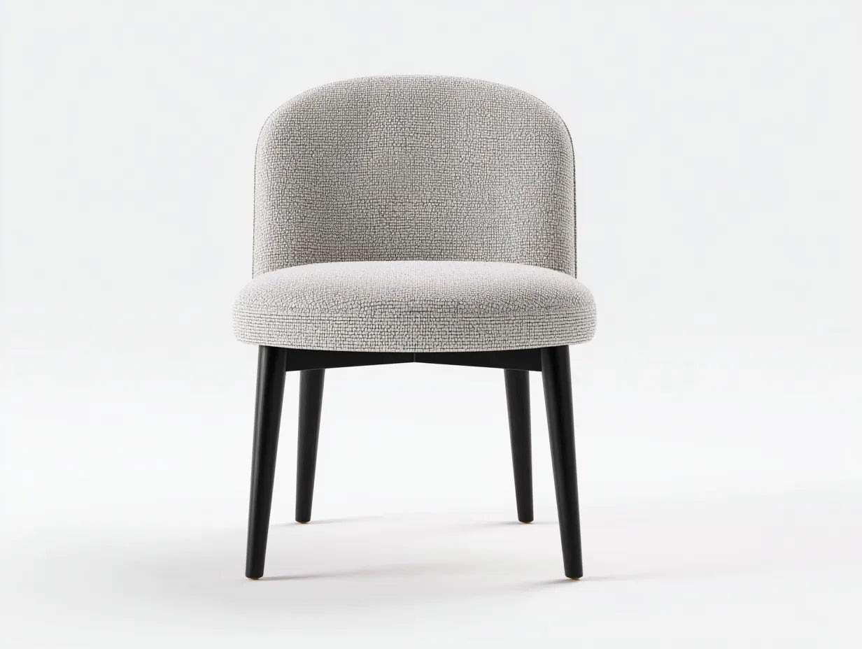 Essstuhl rund gepolstert 52x57x78 cm - Grau und Schwarz - halbrunde R¨¹ckenlehne f¨¹r Esszimmer