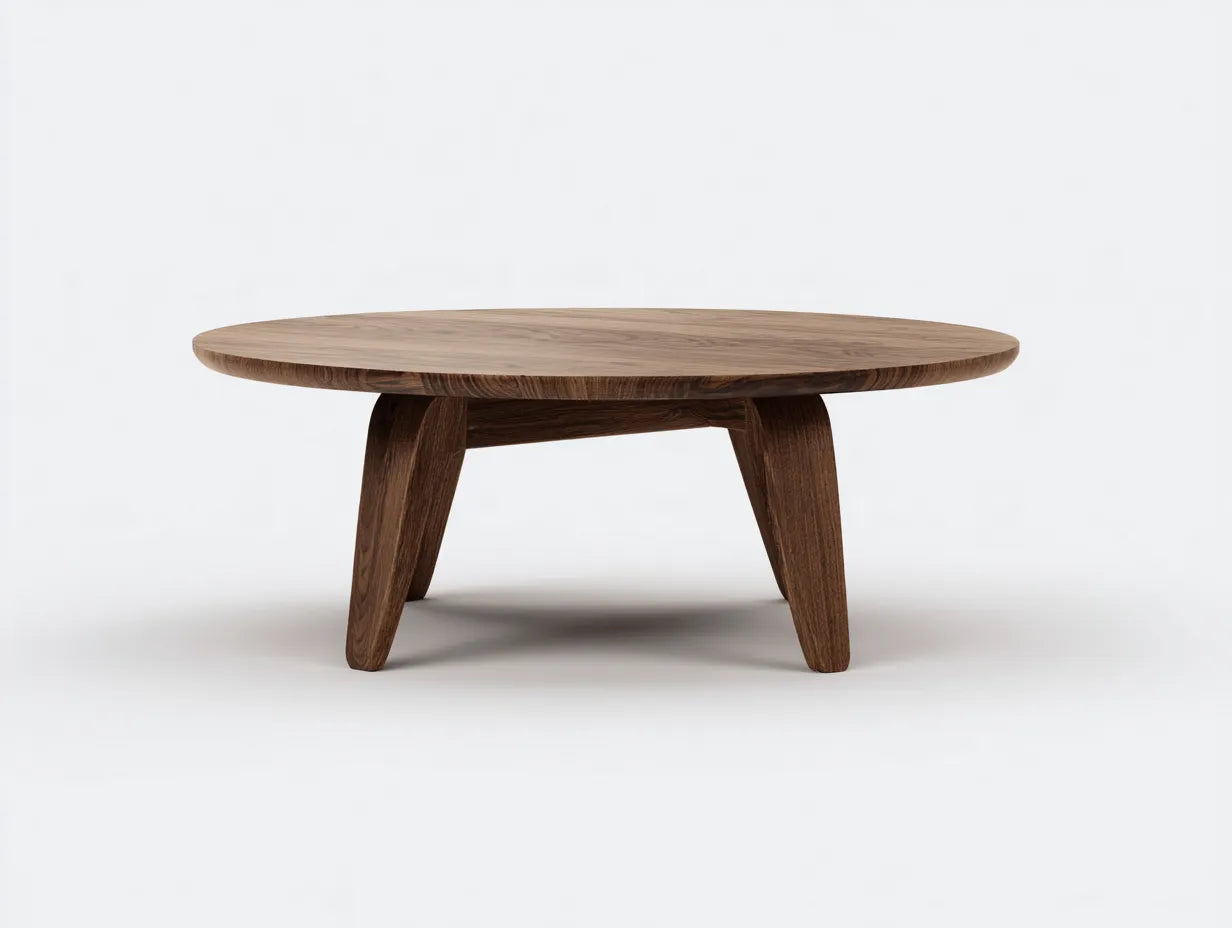 Runder Couchtisch 100 x 100 x 36 cm - Holzwerkstoff in Walnussbraun - breite Tischplatte mit gekreuztem Vierfu?gestell