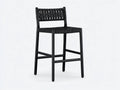 Barhocker aus schwarzem Geflecht 48x50x98 cm - Schwarz - offener R¨¹cken und Fu?strebe f¨¹r Au?enbereich