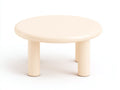 Runder Couchtisch 92 x 92 x 39 cm - lackierter Holzwerkstoff in Vanillebeige - drei S?ulenbeine und weich gerundete Platte