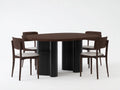 Tisch- und Stuhl-Set 175 x 90 x 76 cm - Holzwerkstoff in Dunkelbraun mit schwarzem S?ulenfu? - ovaler Tisch mit 4 St¨¹hlen und hellen Sitzpolstern