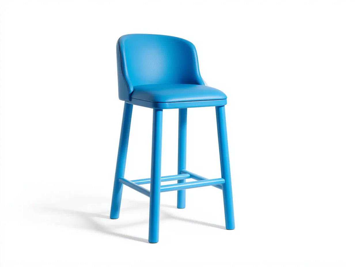 Barhocker aus Eichenholz 42x42x78 cm - Natur und Dunkelblau - geflochtener Sitz f¨¹r Au?enbereich