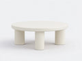 Runder Couchtisch 90 x 90 x 38 cm - lackierter Holzwerkstoff in Cremewei? - drei S?ulenbeine f¨¹r das Wohnzimmer
